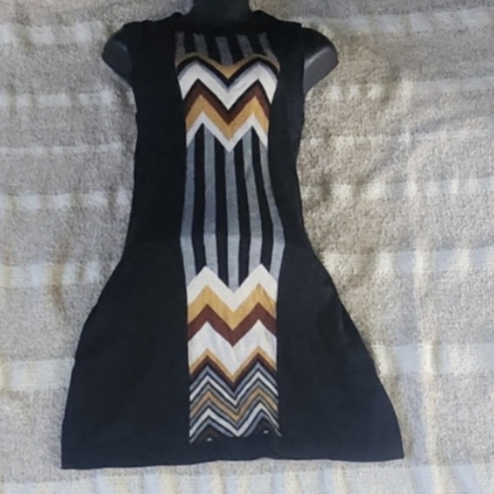Missoni Black and White Mock Neck Sheath Mini Dress